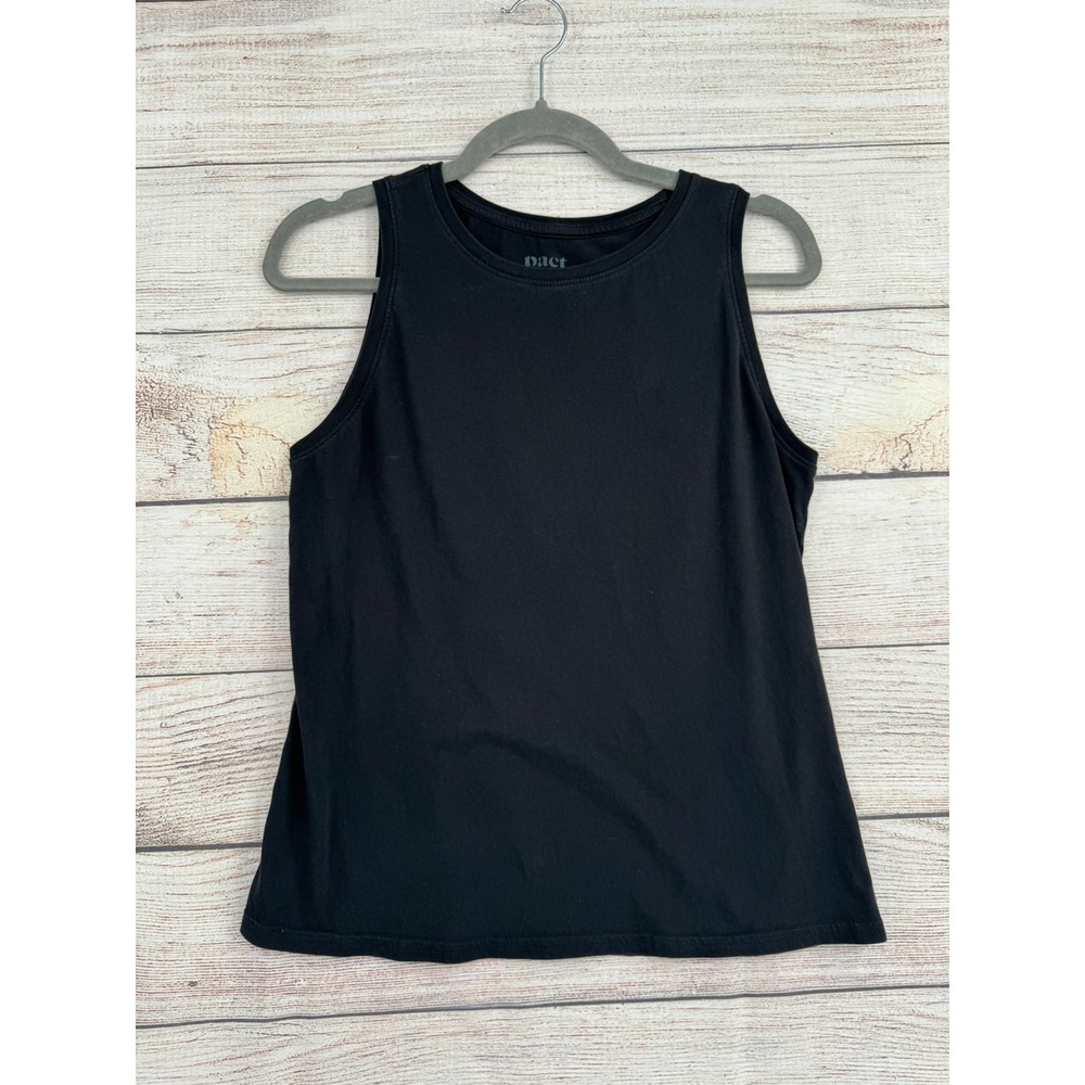 Pact Tank Top Women S Black Organic Cotton Crew Neck Sleeveless Basic